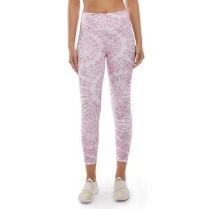 Danskin Women's Pink/Lilac/White Tie Dye Printed Performance Leggings size Large